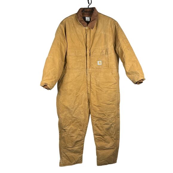 Carhartt Coveralls Mens 54 Short* Brown X02 Arctic Quilt Lined Duck Canvas Work - Picture 1 of 16
